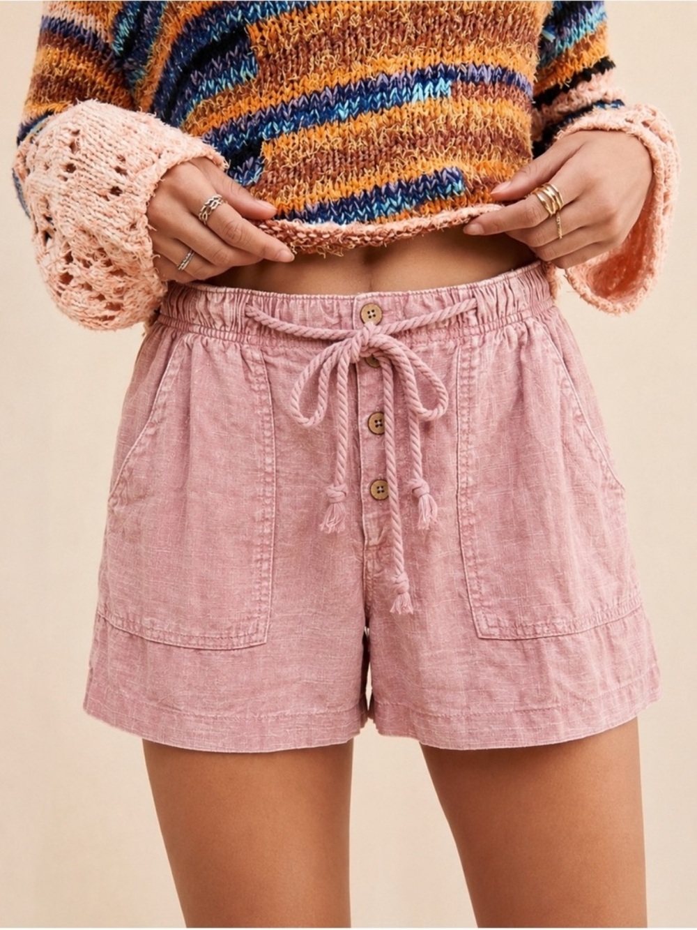 Free People Westmoreland Linen Pull-On Shorts